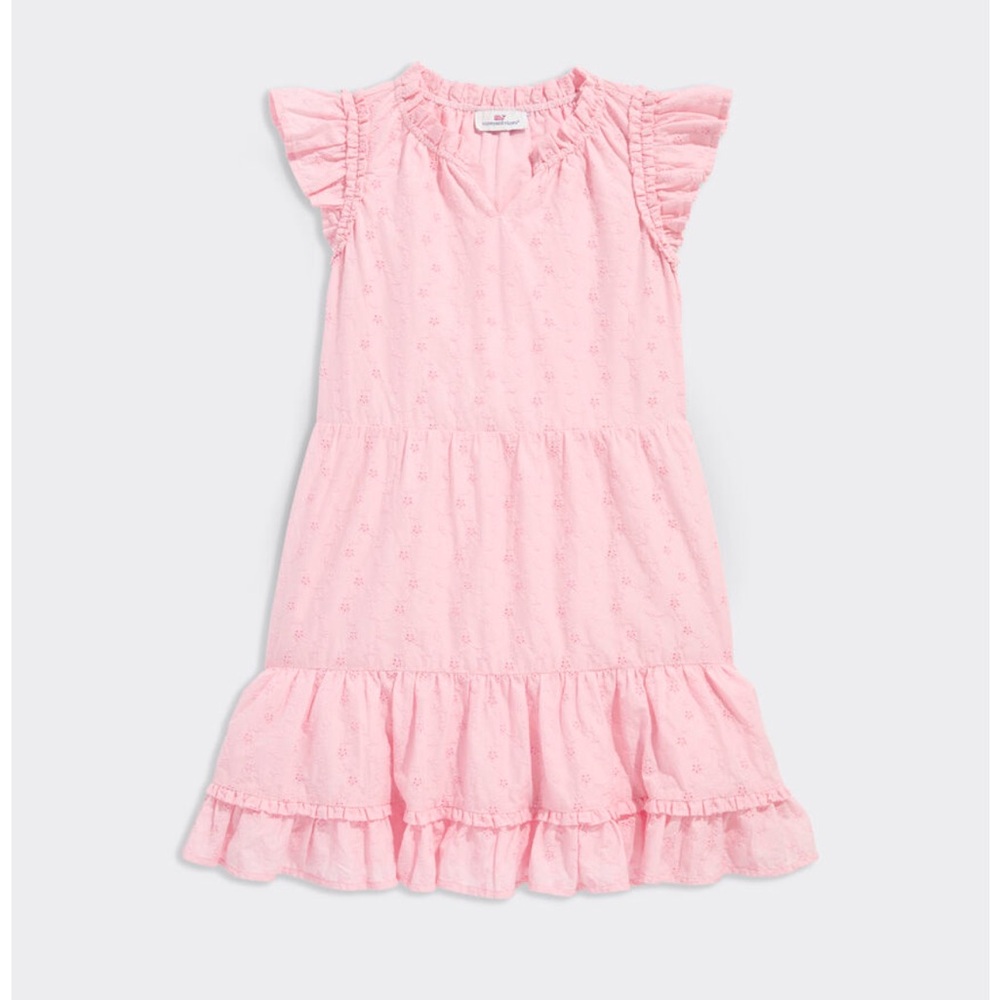 Vineyard Vines Pink Ruffled Peplum Sundress